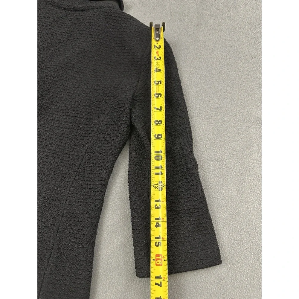 ST JOHN COLLECTION Classic Knit Sweater Blazer Size 0 Black Women Jacket Pockets